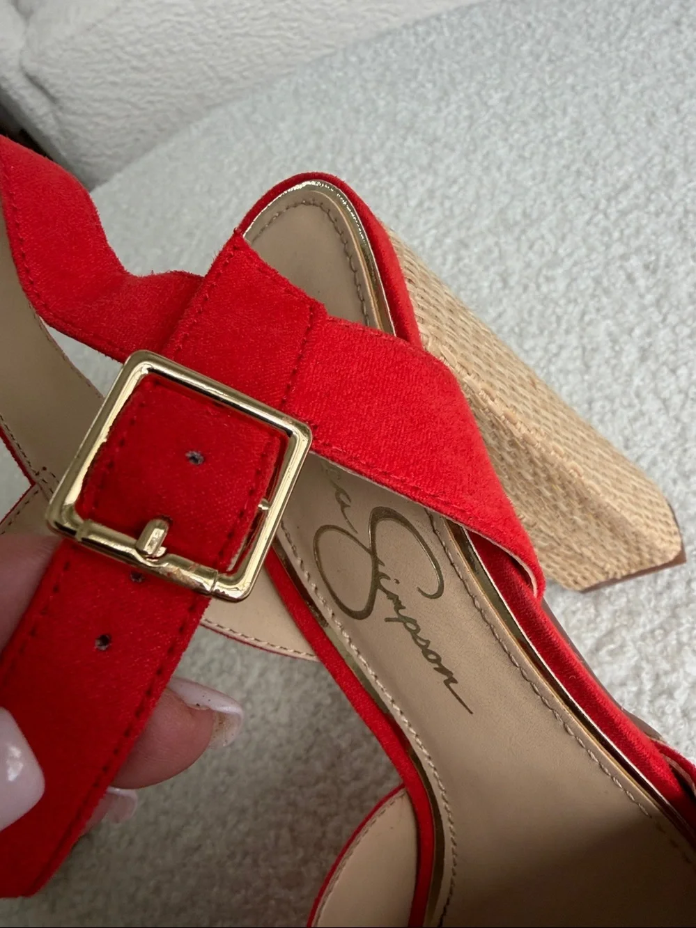 Jessica Simpson Red-orange Platform Block Heel Sandals Size 7M Like New